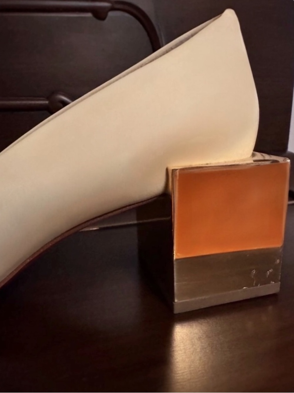 Christian Louboutin Cream Patent Mary Jane Block Heel Pumps Size 38 - Picture 6 of 11